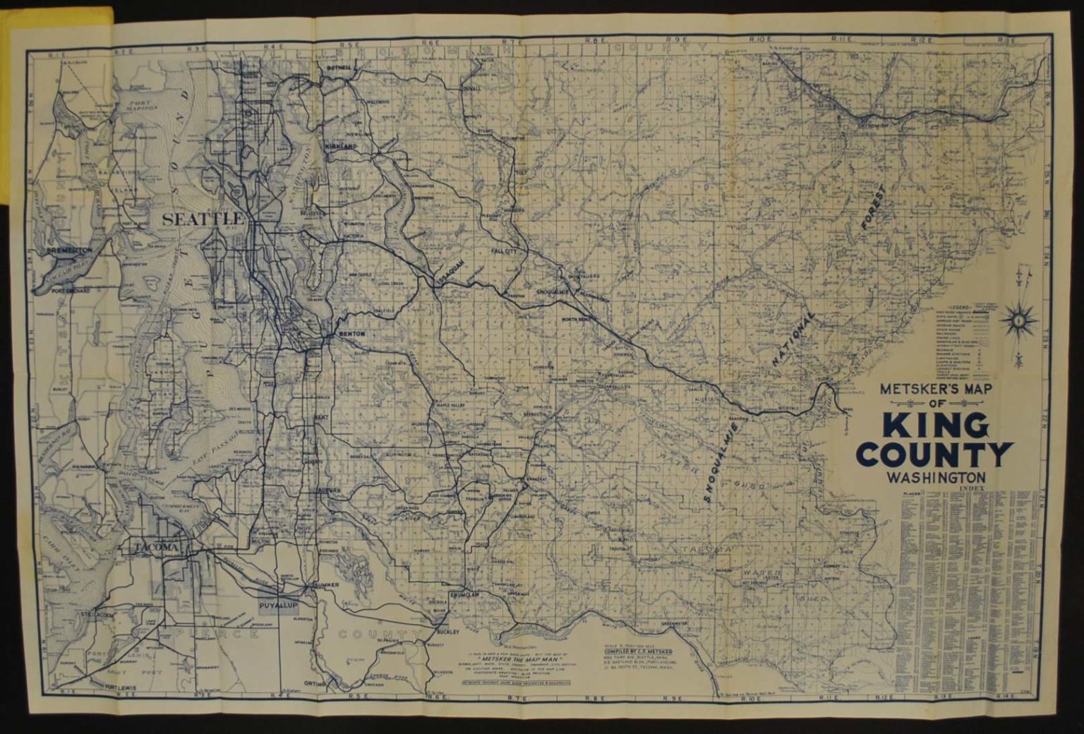 King County Washington Circa 1940s Kroll Antique Maps 2752