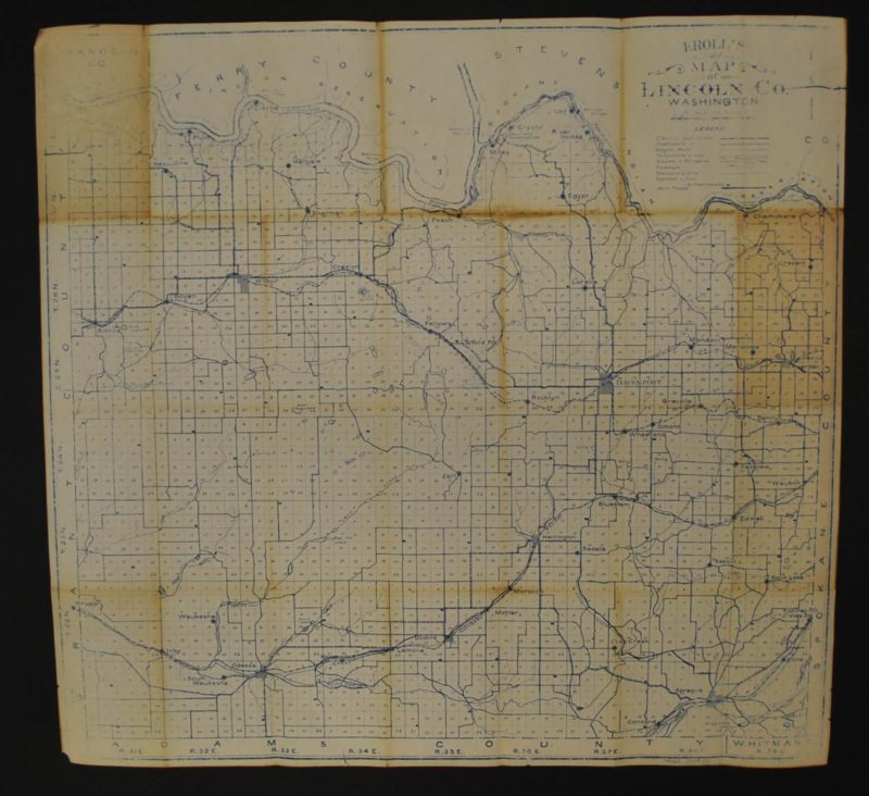 Lincoln County, Washington circa 1920’s - Kroll Antique Maps