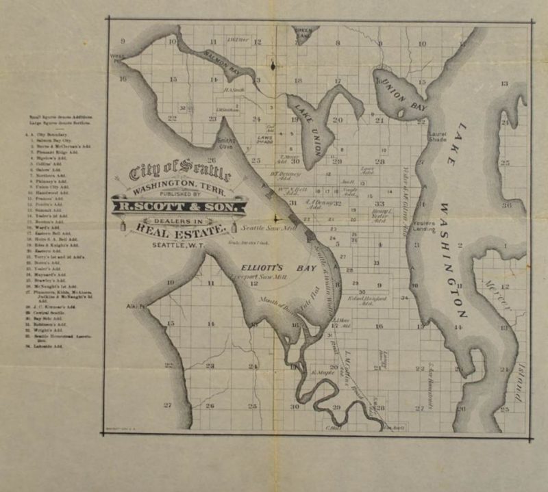 Seattle Washington Circa 1889 Sold Kroll Antique Maps 0842