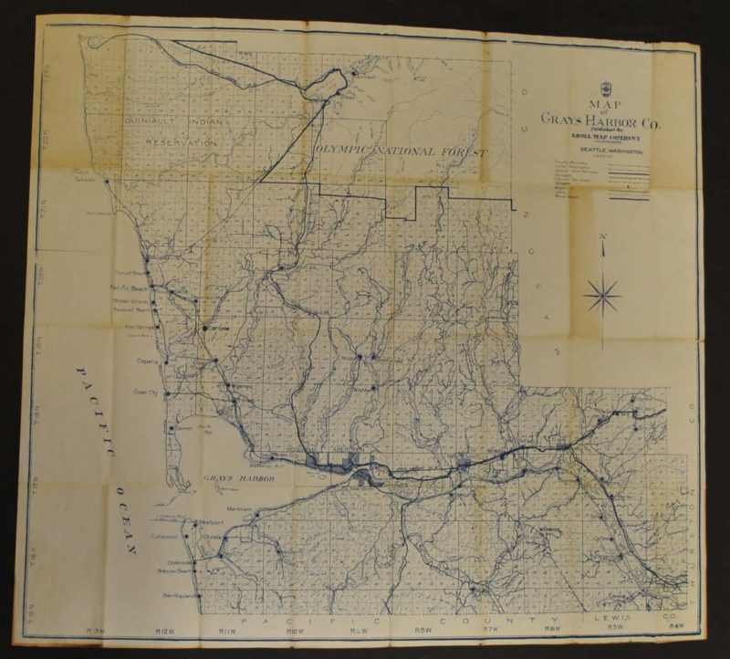 Grays Harbor County, Washington circa 1920’s - Kroll Antique Maps