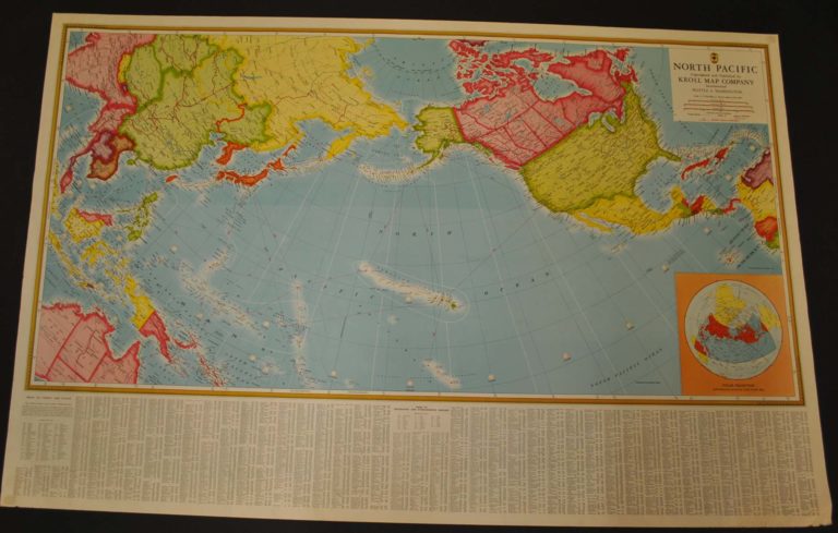 North Pacific circa 1945 - Kroll Antique Maps