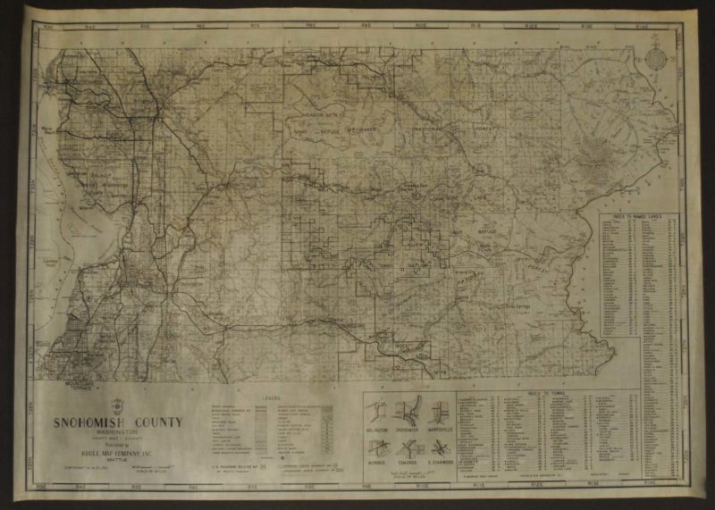 Snohomish County Washington Circa 1940s Kroll Antique Maps 