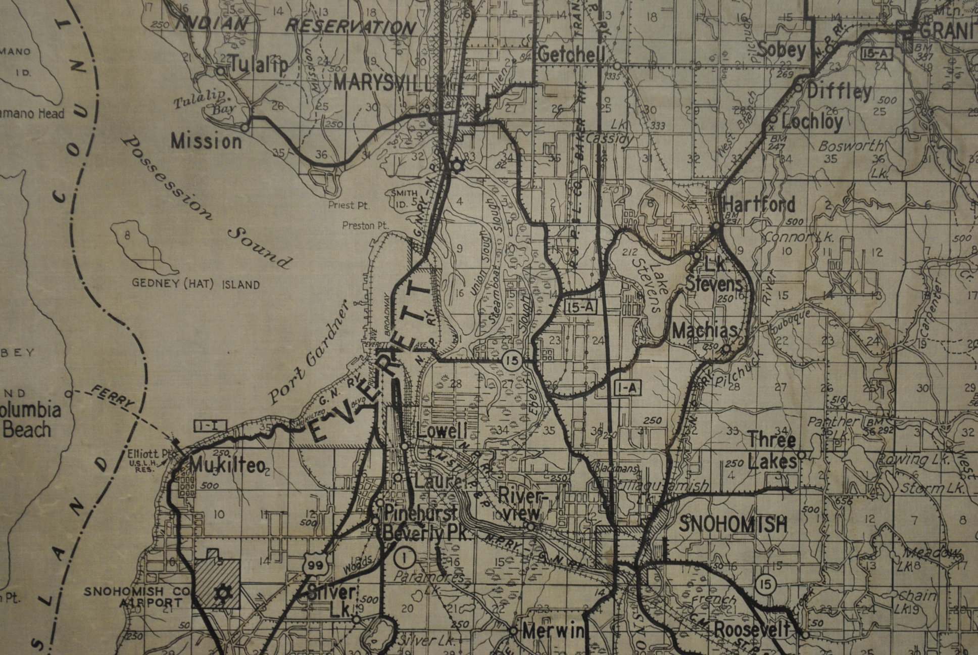 Snohomish County Washington Circa 1940s Kroll Antique Maps 7953