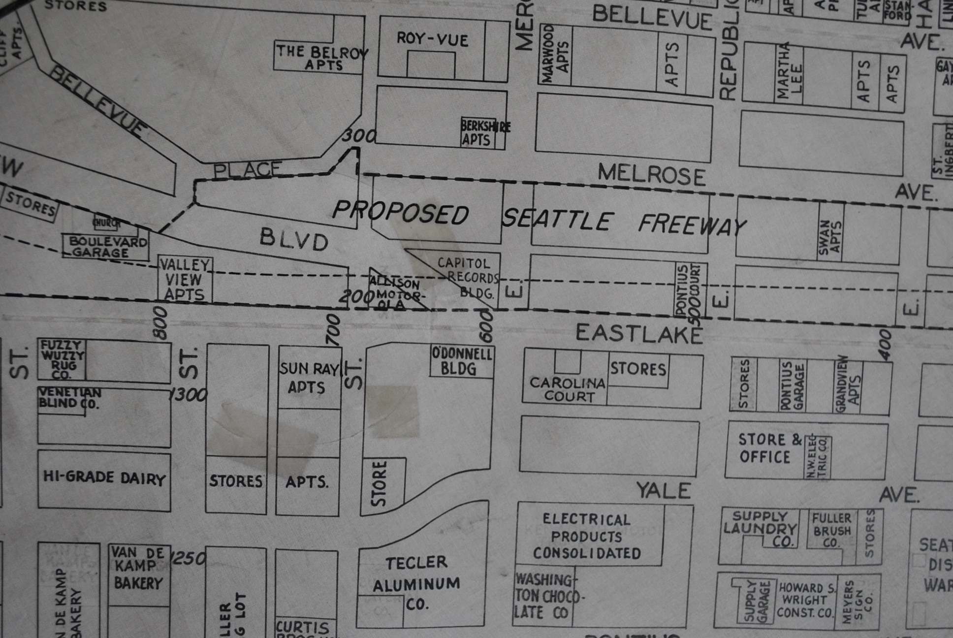 Seattle Washington Circa 1950s Kroll Antique Maps 0791