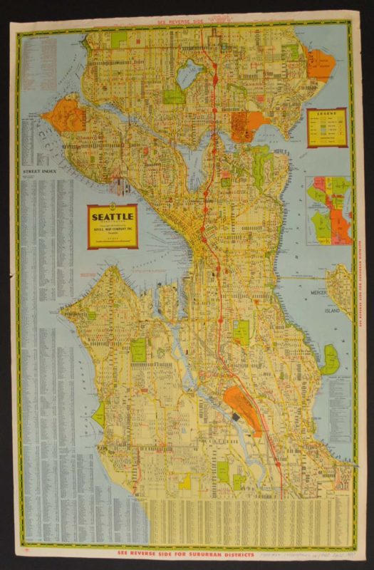 Seattle Washington Circa 1950 Kroll Antique Maps 8525