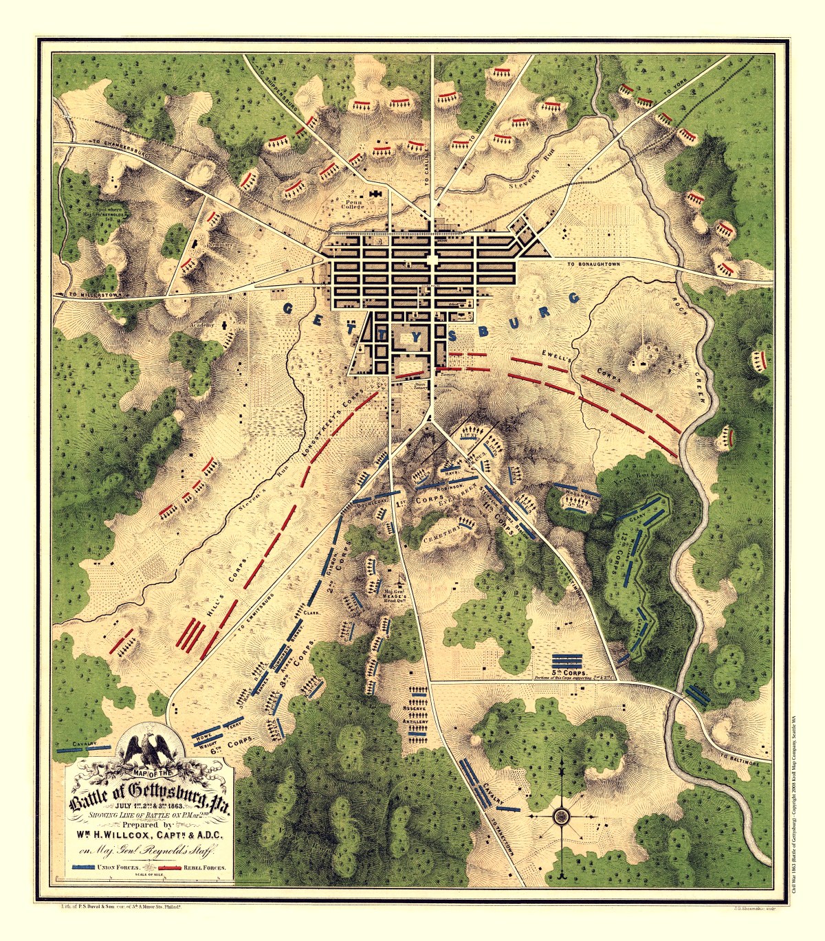 Civil War 1863 (Battle of Gettysburg) – Kroll Antique Maps